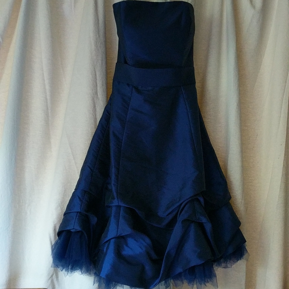 B2 Prom Homecoming Wedding Evening Strapless Dress Midnight Royal Blue Sz6 NWOT - Picture 1 of 12
